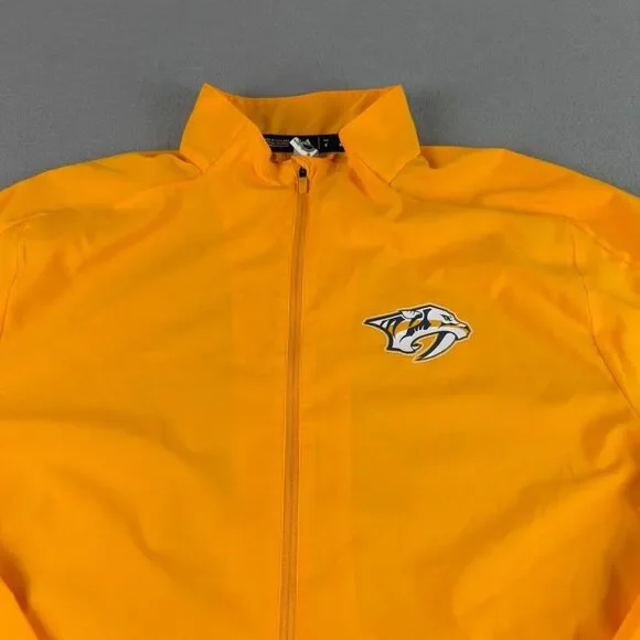 Nashville Predators Jacket Mens Medium Yellow Adidas Windbreaker Lightweight NHL - Picture 2 of 12